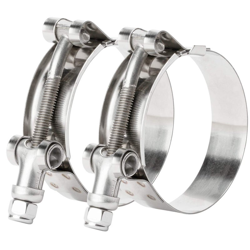 ISPINNER 2 Pack 1.75 Inch Stainless Steel T-Bolt Hose Clamps, Clamp Range 51-59mm for 1.75" Hose ID, Pack of 2 - Image 1